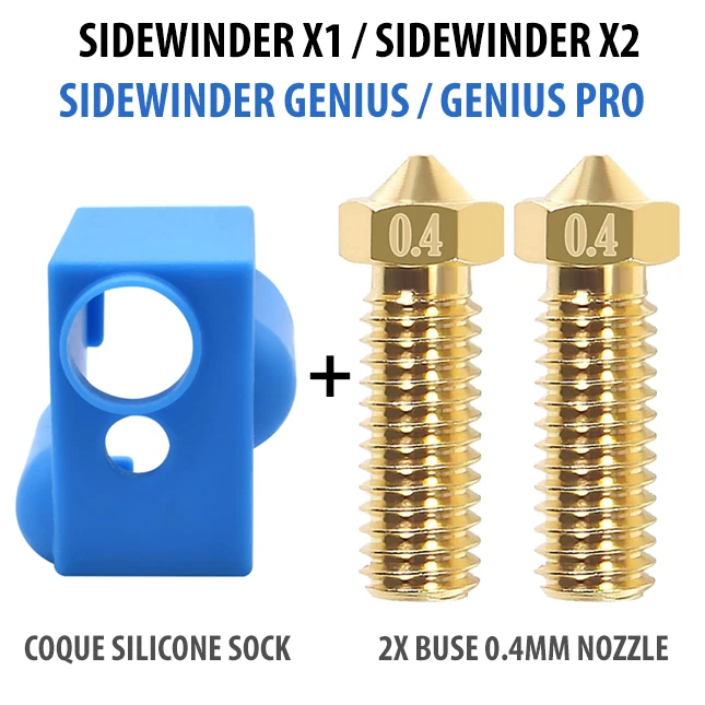 Artillery Sidewinder X1 / X2 / Genius / Genius Pro coque silicone+2 buses 0.4mm