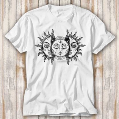 Vintage Sonnenfinsternis Sonne & Mond Küsse Zen OM Yoga T-Shirt Top Tee Unisex 4207
