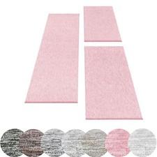 Kurzflor Teppich Set 4mm Florhöhe Schlafzimmer Bettumrandung 3 Teile Set