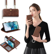 Detachable Crossbody Leather Card Magnetic Removable Phone Wallet Case Cover