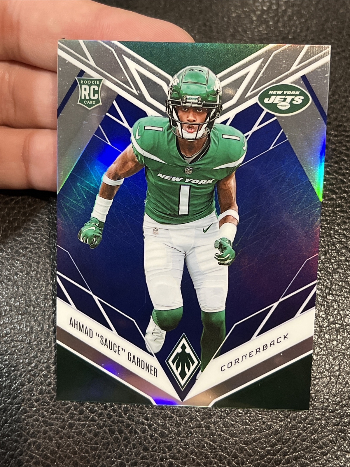 2022 Panini Phoenix Rookies Blue /35 Ahmad Gardner Sauce #128 Rookie RC Jets