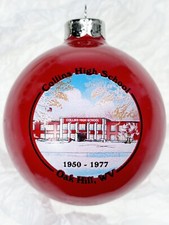 Collins High School Oak Hill WV 2013 Christmas Ornament 3” Red Glass