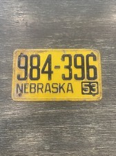 1953 Wheaties Nebraska NE metal bicycle license plate cereal premium 984-396