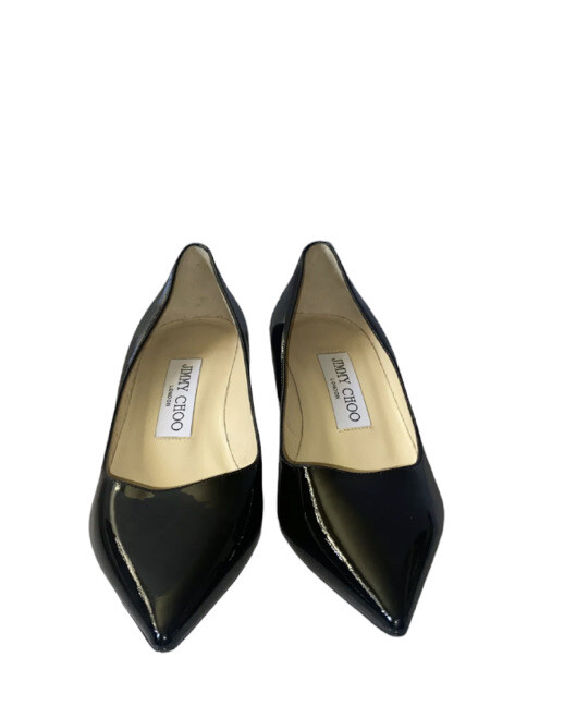 靴 jimmy choo AZA 37 Jimmy Choo Aza Black Patent Leather Pumps Pointy Toe Low Kitten