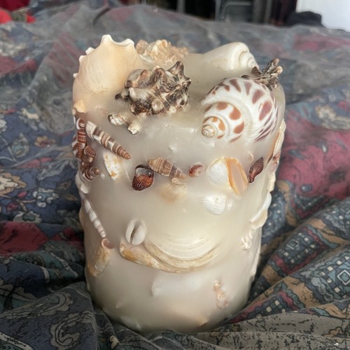 Permanent Decorative Candle Pillar Embedded Seashells Turns Into Candle Holder - Picture 5 of 10