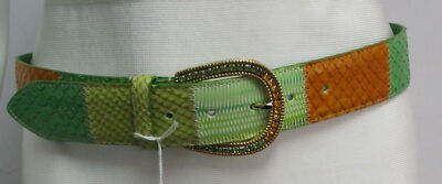Nanni green and orange patterned belt with green and yellow  display picture 2