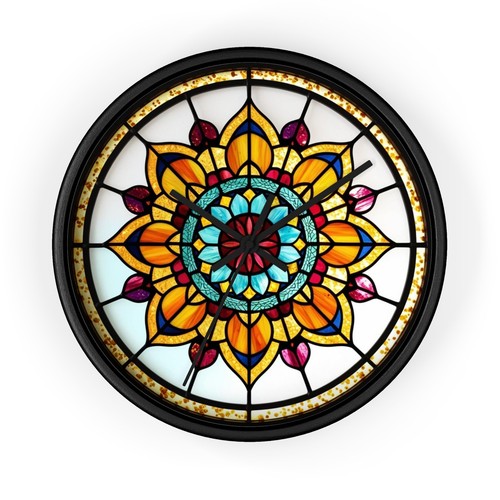 Mandala Reloj de Pared Vidrieras Imitación Oficina Reloj Estilo Boho Regalo para Mamá, - Imagen 2 de 19