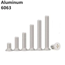 Aluminum 6063 Phillips Cross Countersunk Flat Head Screws 4# 6# 8# 10#