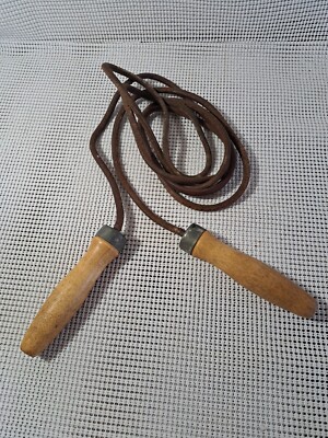Vintage Leather Jumping Rope 9 feet 5 inches (A Couple Cracks In Leather)