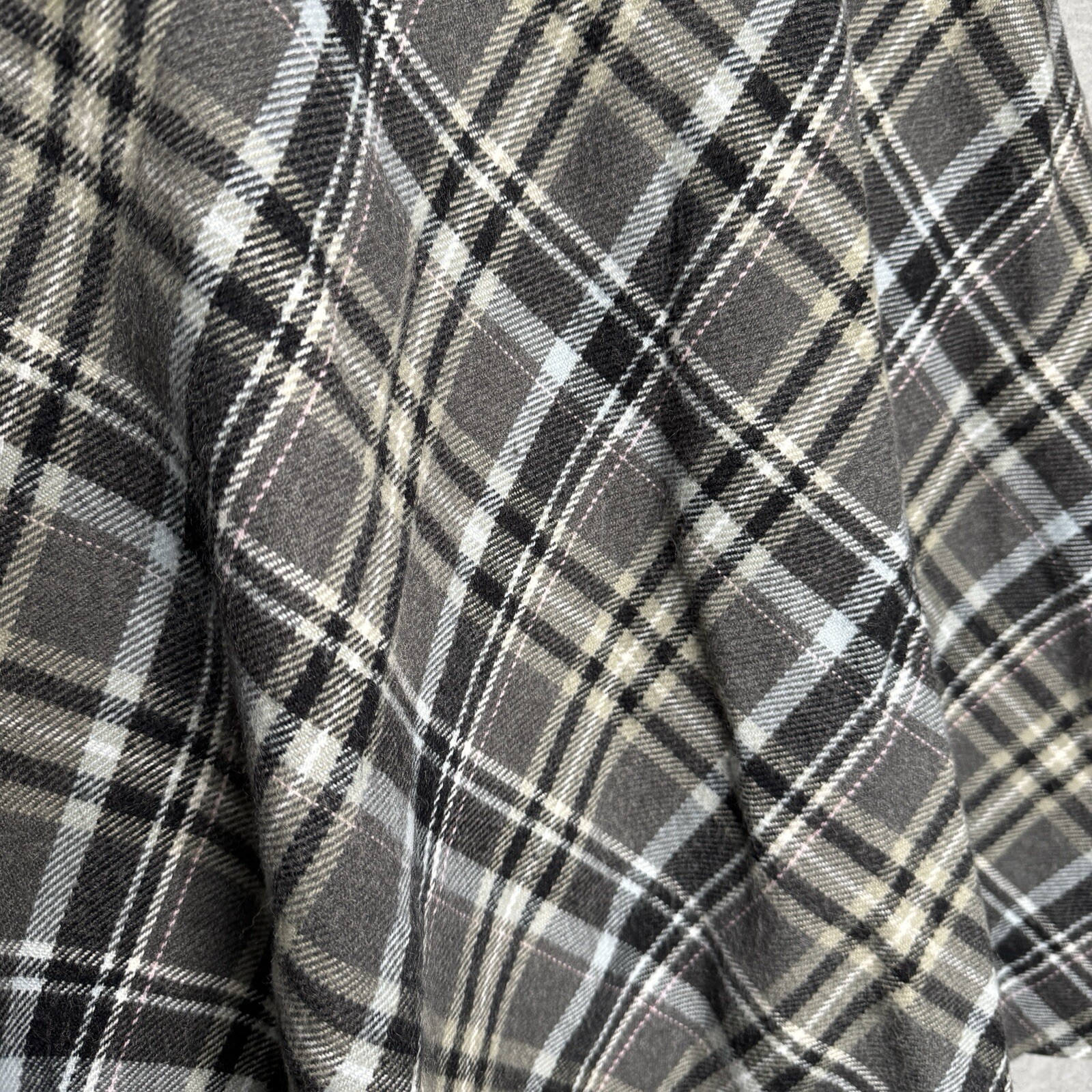 Jones Wear Size 12 Wool Blend Skirt Gray Plaid Career Academia Pink Black Modest