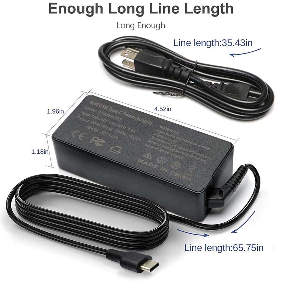 Genuine 65W USB C Type-C Power Adapter Charger for MacBook Pro Air, Lenovo, HP - Image 2 of 4