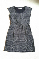 Womens Dress-ANN TAYLOR LOFT-black/beige patterned rayon knit lined cap sleeve-S