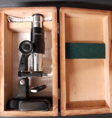 ANTIKES SELTENES WOLLENSAK SAMMLERSTÜCK MINI MIKROSKOP 150 POWER , 1930er 