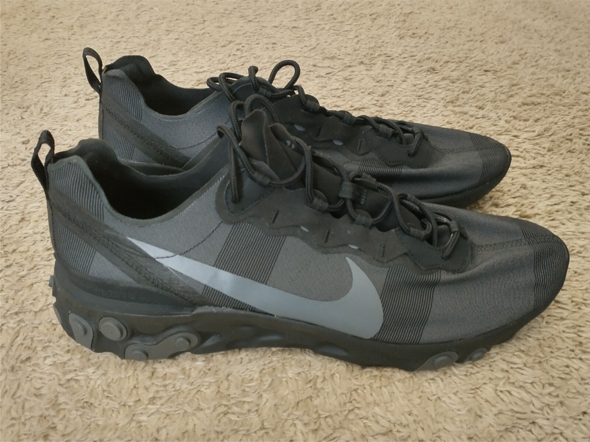 nike men's react element 55 black sneaker