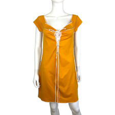 SHEIN Women's Orange Lace Up Bodycon Bardot Dress Size 2XL