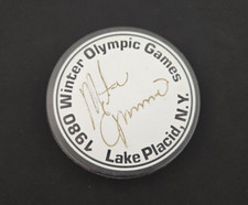 Authentic Signed Puck Mike Eruzione Capt. 1980 Winter Olympic Games Lake Placid