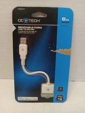 CE E Tech Bendable 6" Cord USB to 30-Pin for Apple iPod iPhone iPad