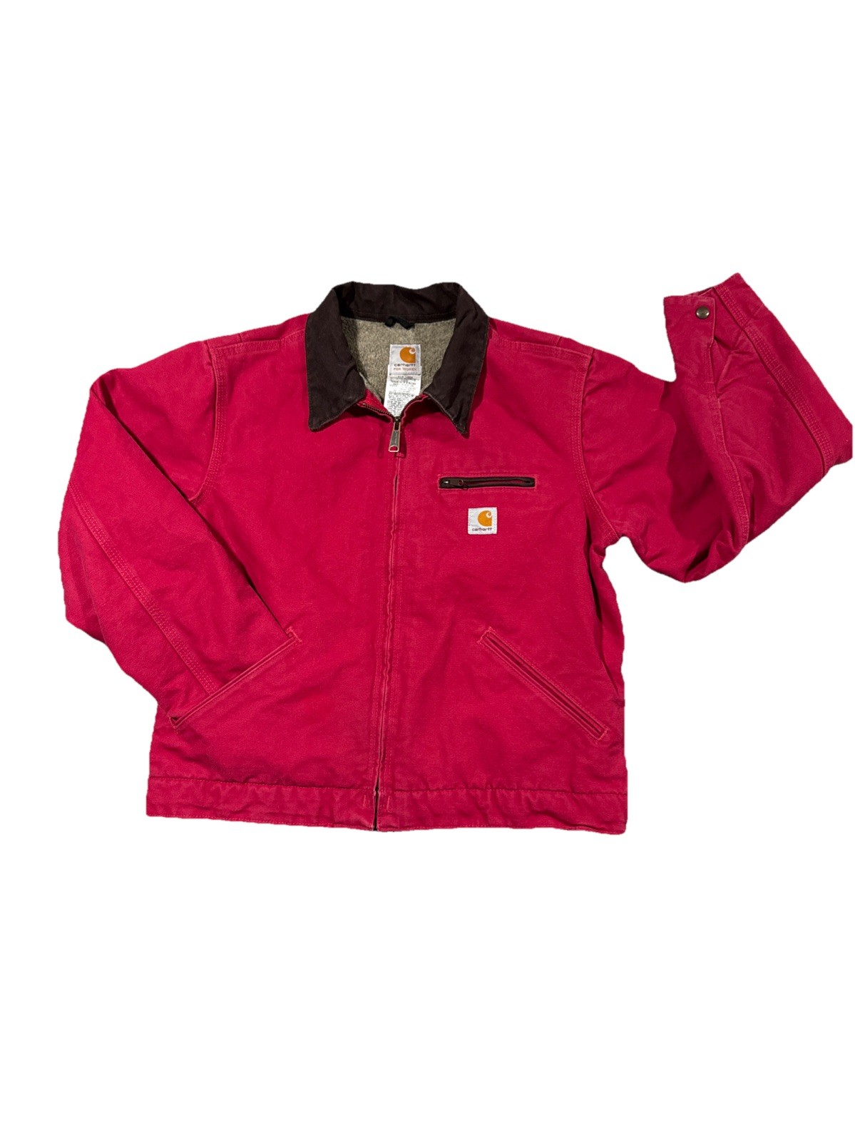 Carhartt WJ097 SCA Women's Pink Solid Zip Sherpa Lined Jacket Sz Medium Reg MINT