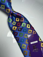 NWT VERSE 9 MULTI COLOR GEOMETRIC STYLE PRINT SILK DESIGNS NECK TIE & HANKY