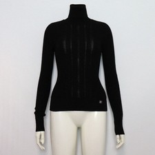 CHANEL Rainbow CC Logo Schwarz Kaschmir Pullover Damen Strick P73873 152317962