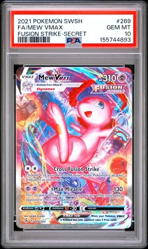 2021 POKEMON SWORD & SHIELD FUSION STRIKE SECRET #269 FULL ART/MEW VMAX PSA 10