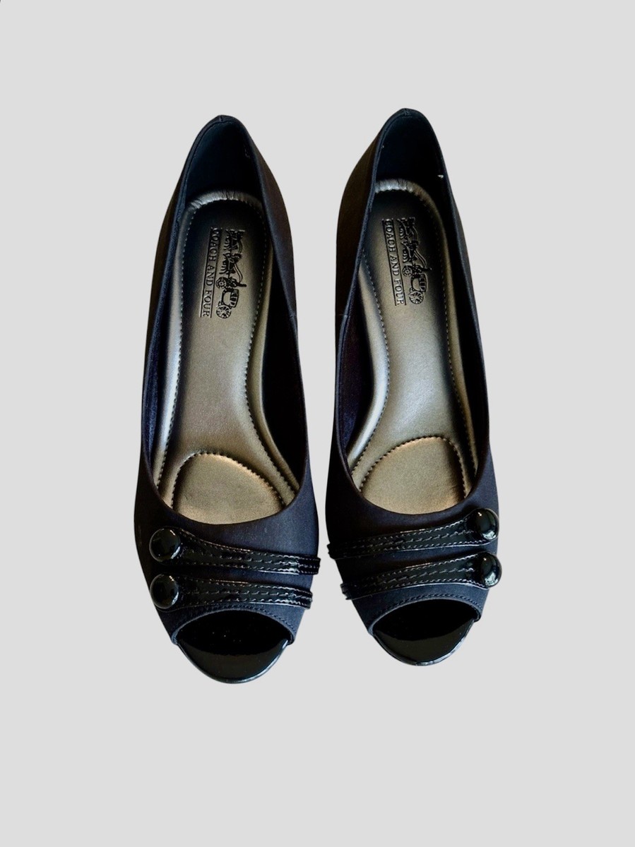 Coach And Four Pumps Open Toe Fabric Shoes Heels New Other With Box