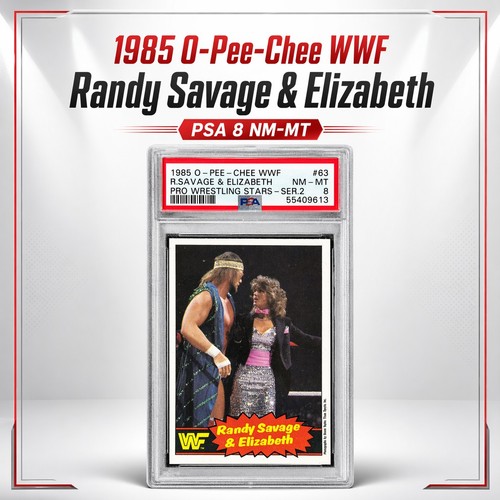1985 O-Pee-Chee WWF #63 Randy Savage & Miss Elizabeth PSA 8 NM-MT Wrestling Card