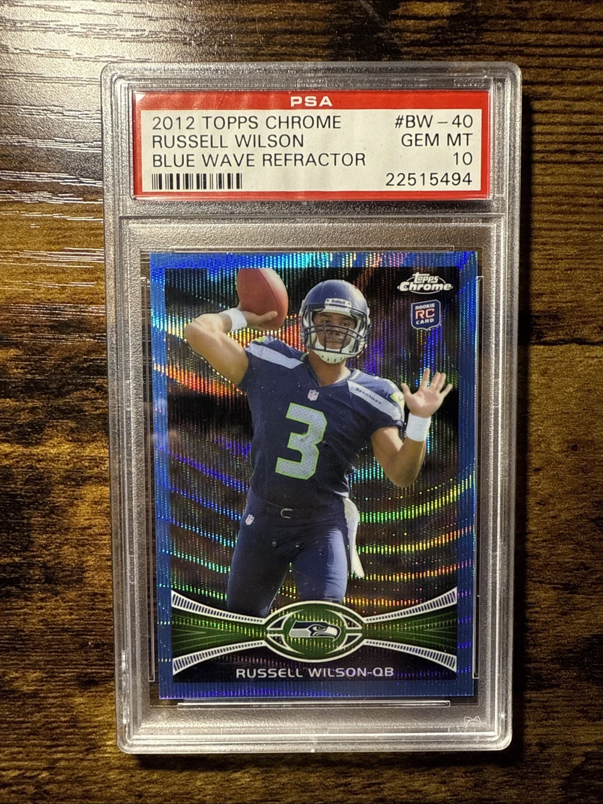 Russell Wilson Topps Chrome Blue Wave Refractor #BW40 Base