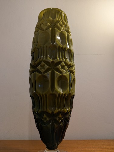 Italian Empoli Green Glass Tiki Vase Mid Century Modern - Picture 3 of 24