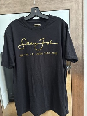 Sean John Men s 2XL Internationally Known Gold Metallic Black T-Shirt 