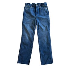 Good American Good Curve Straight Jeans High Rise Raw Hem Blue Size 4/27 -NWOT