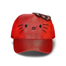 Hello Kitty Youth Girl's Red Metallic 3D Bow Graphic Snap-Back Cosplay Hat Cap