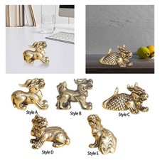 Antique Brass Kylin Statue Realistic Handmade Miniature Kirin Ornament Animal