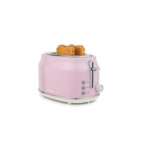 Salter Retro Pink 2-Slice Toaster – Wide Slots, 6 Levels, Defrost, 815W, Vintage