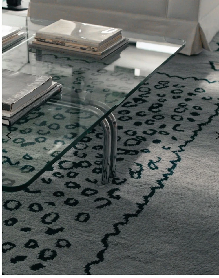 Hand-Tufted Wool Rug | Abstract Animal Print | Pastel Blue & Green Area Rug - Image 3 of 4