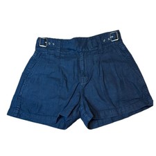 Current/Elliott Shorts Womens 25 Navy Linen Blend High Rise Utility Buckle Waist