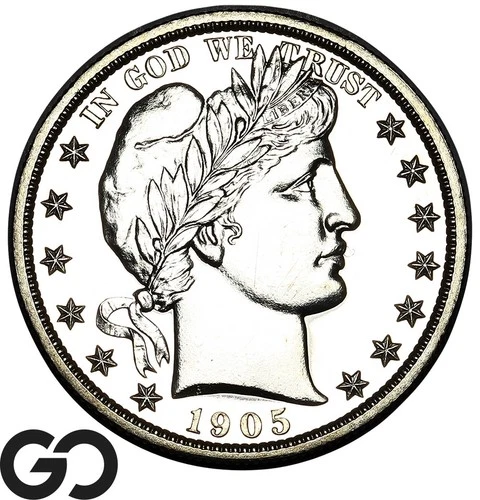 1901 Barber Half Dollar, Proof Blast White Solid Gem PR++, Just 813 Made