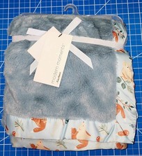 2022 New Modern Moments By Gerber Blue Baby Blanket Woodland Satin Trim
