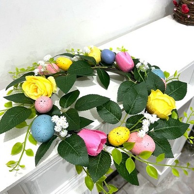 Easter Egg Wreath Artificial Wreath Easter Decoration Round Decorative for