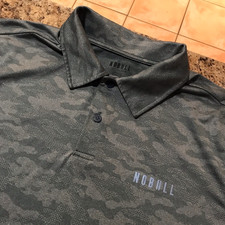 No Bull Polo Shirt Mens XL Gray Camo Golf Performance Athletic Stretch USA Made