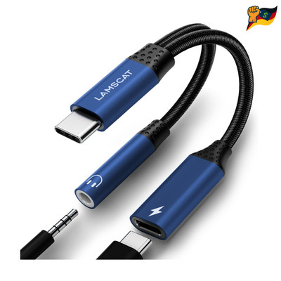 USB C zu Jack Adapter mit Ladefunktion 3,5 mm Klinke