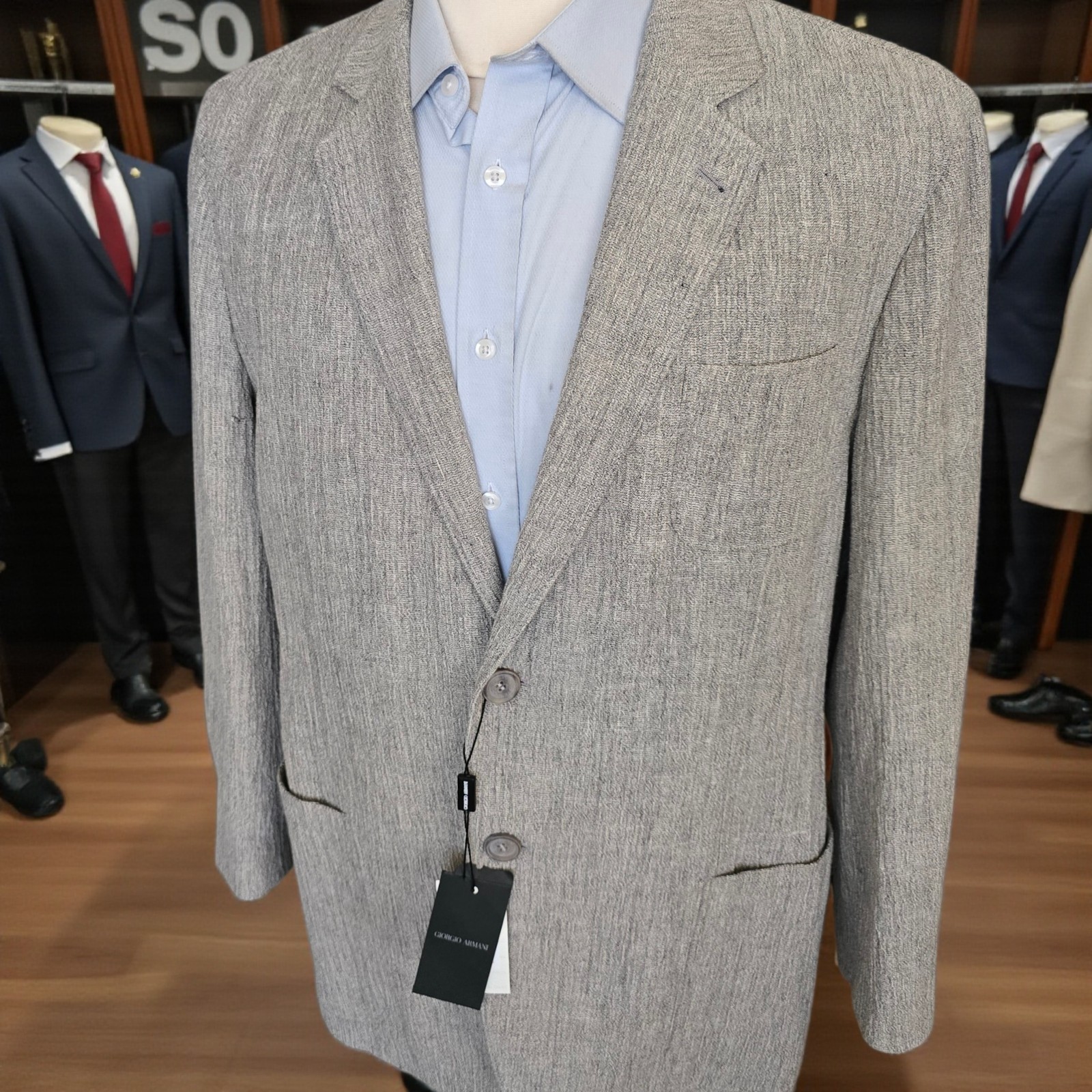 New Giorgio Armani Blazer 46s 58 Italy 23 Inch Arm Length Flaw Black Label