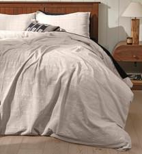 100 Cotton Waffle Weave Queen Duvet Cover Set - Pre-Washed Soft Cozy Textured B