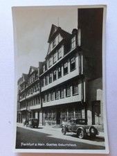 Postal antigua Frankfurt Goethe casa natal coches [aJ22]