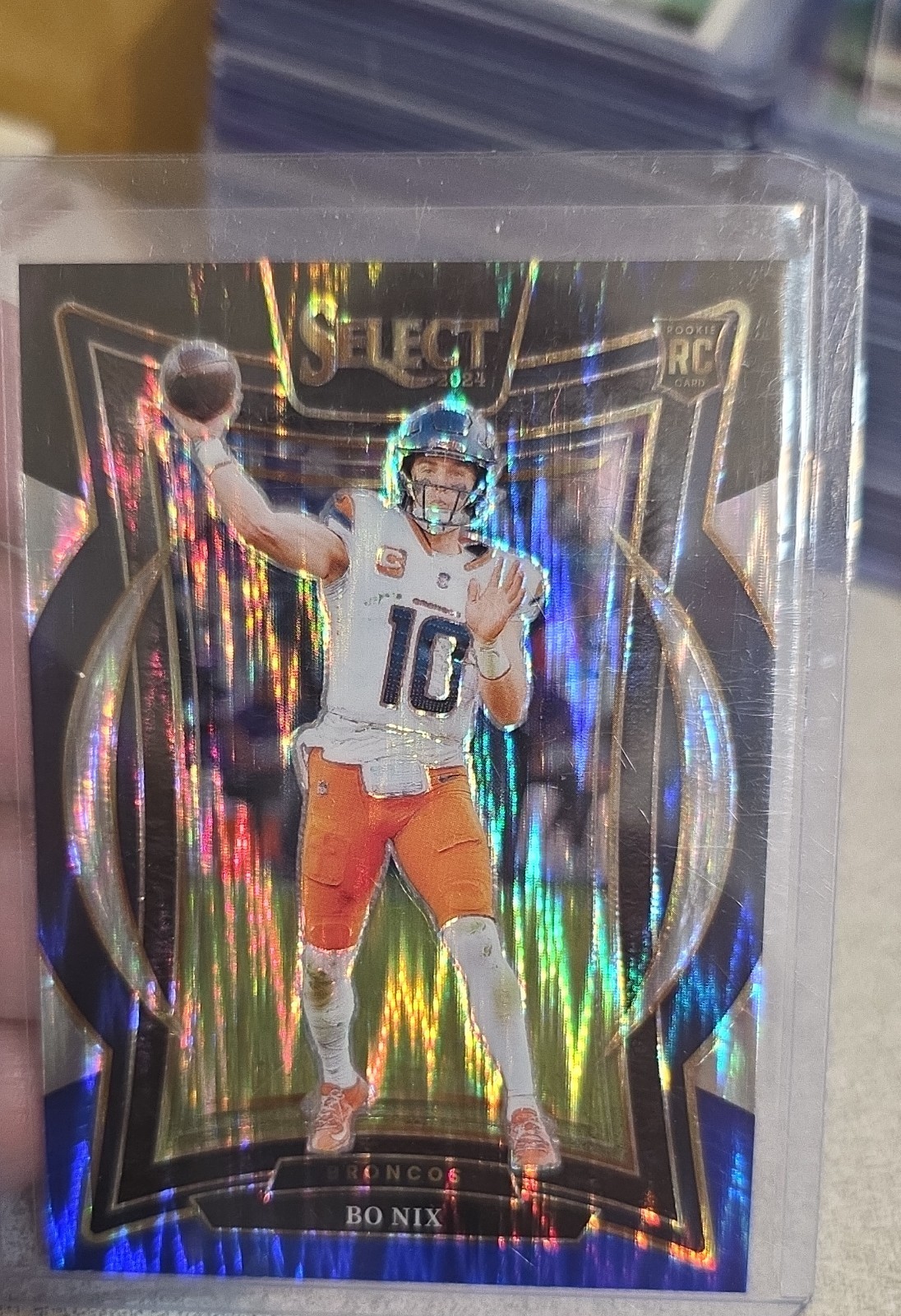 2024 Panini Select - Concourse Bo Nix #30 Black & Blue Shock Prizm (RC)