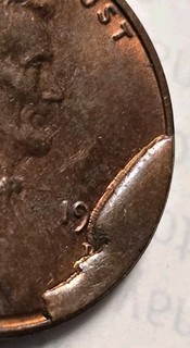 19 D Retained Cud MINT ERROR Lincoln Cent Uncirculated Red/Brown