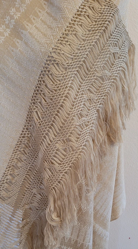 Rebozo tradicional mexicano | Mantón artesanal con flecos | Geométrico | Envoltura Foto 3 de 4