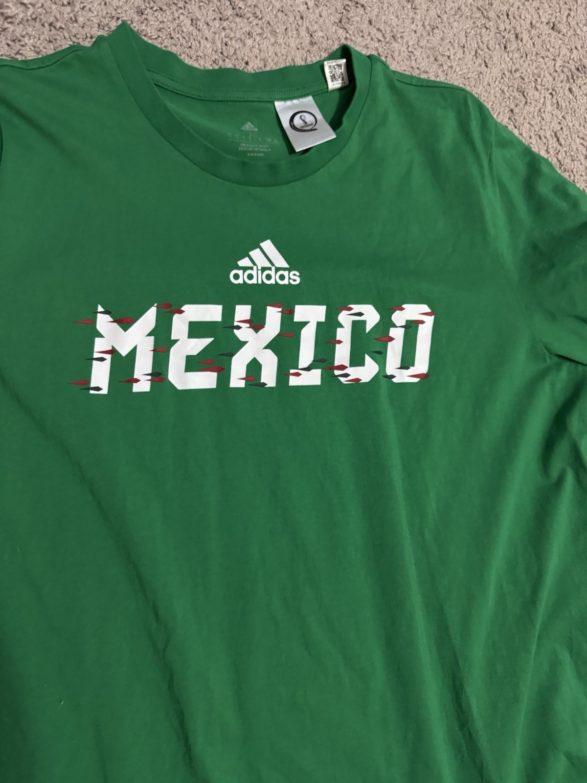 adidas Mexico FIFA 22 Green Soccer T-Shirt Shirt with "MEXICO" Graphic Adult L