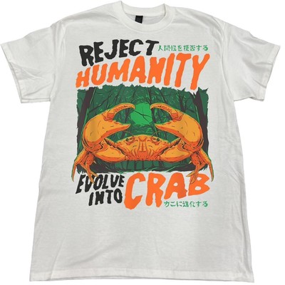 Vintage Style Reject Humanity Evolve Into Crab Funny Meme Graphic Shirt