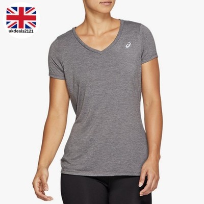 Asics Damen Training T-Shirt L dunkelgrau Gym Running Regular Fit Top NEU